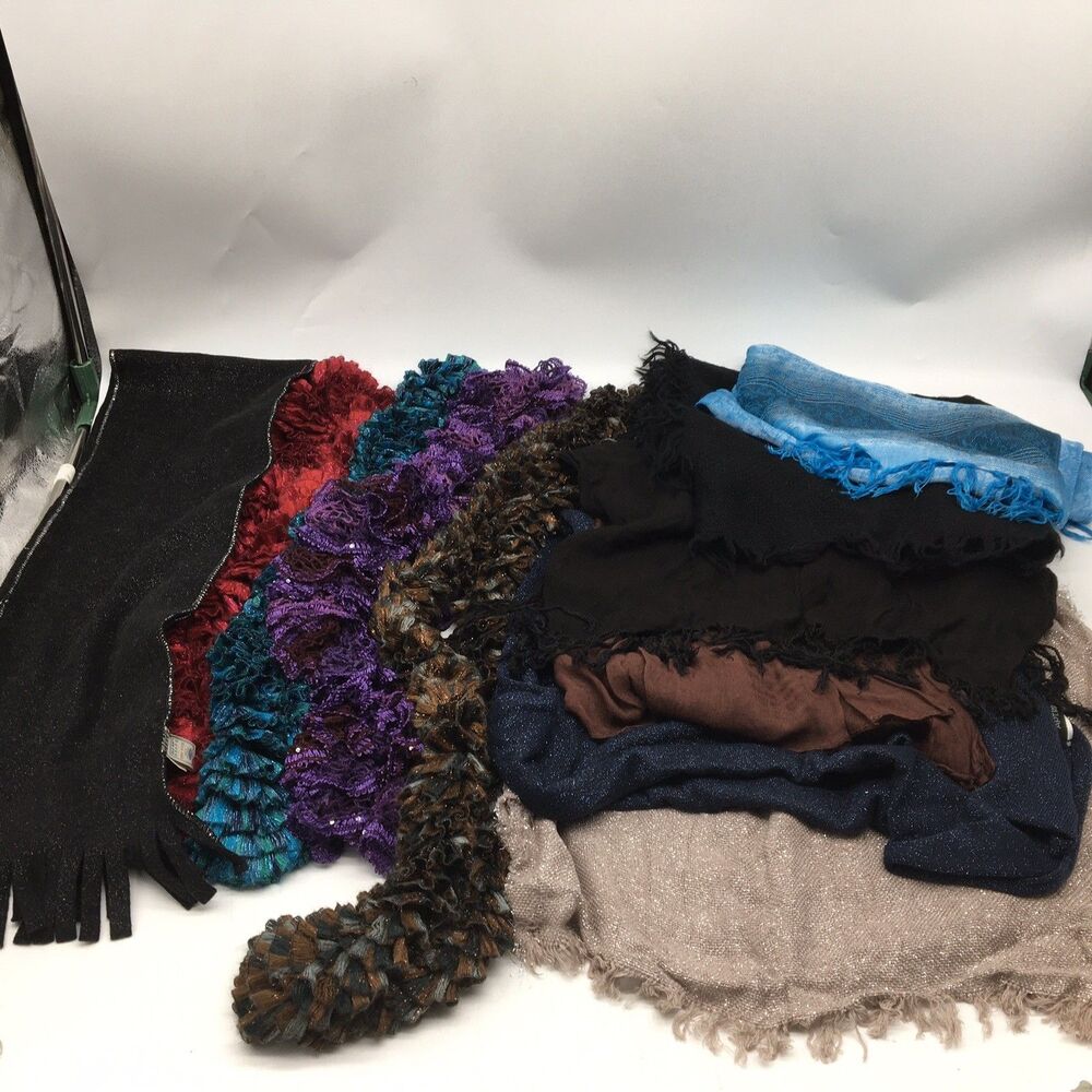 Lot 11 Women's Scarves Varied Lengths Multicolor Metallic Fun Whimsey Wrap